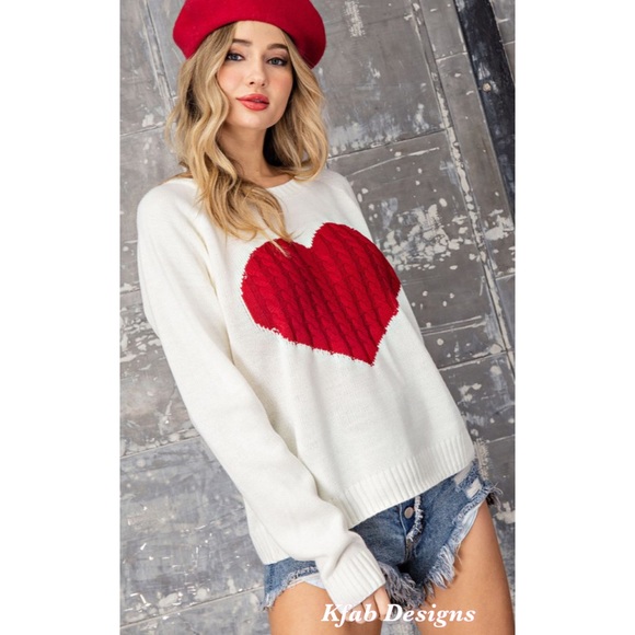 ❤️LAST! Cable Knit Heart Contrast Soft Sweater! - Picture 7 of 13